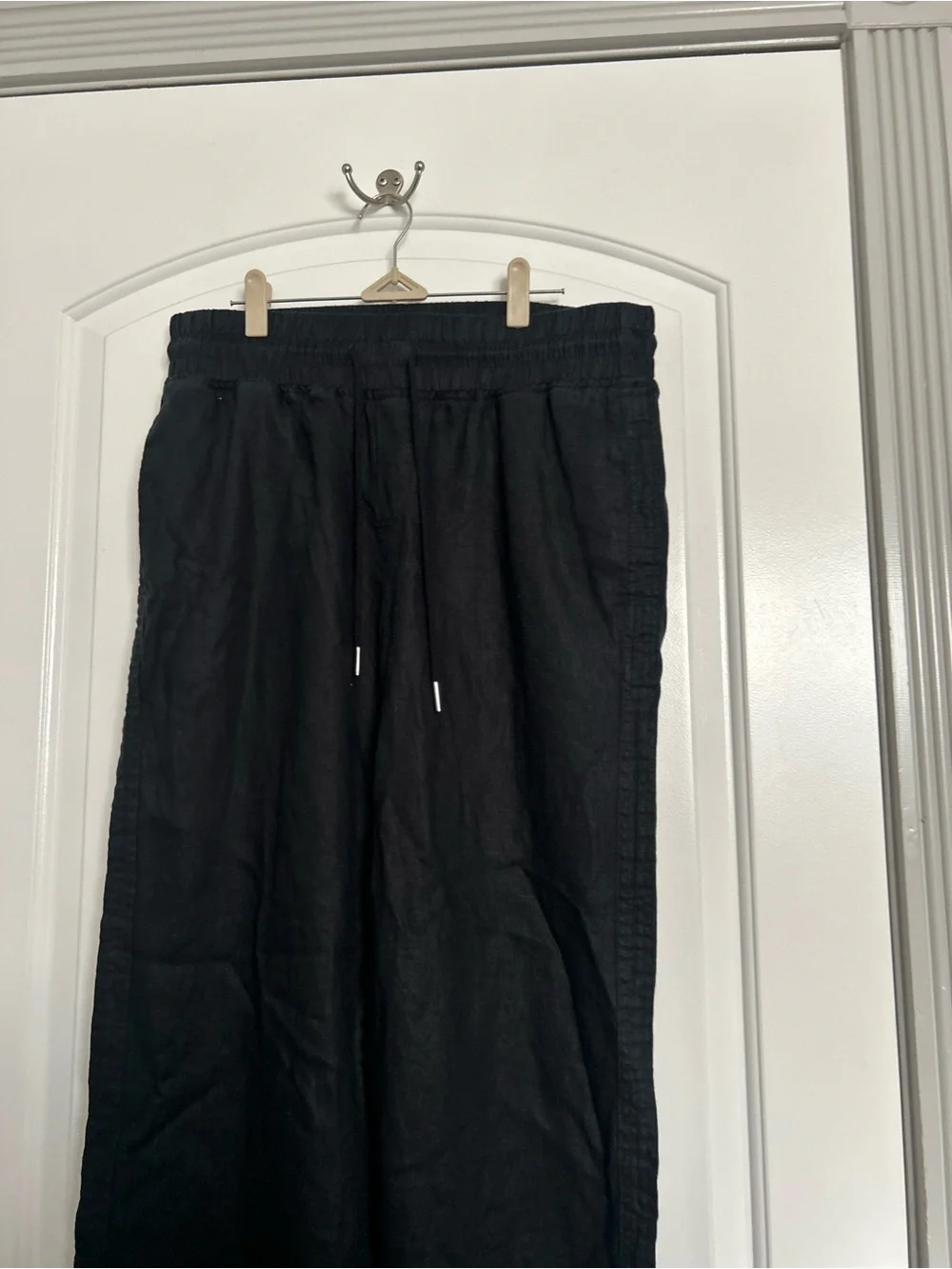 Quince Black Wide Leg Linen-Blend Pants